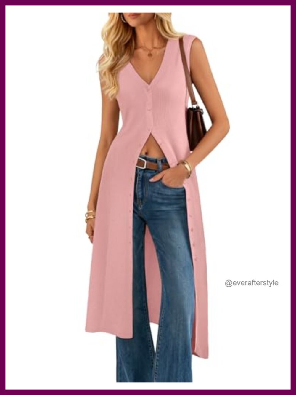 Sleeveless Long Cardigan V Neck Button Knit Duster Vest Beach Cover Up